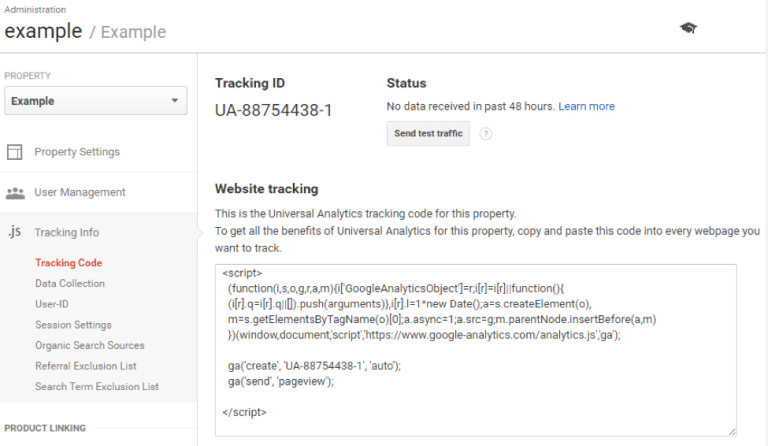 google analytics ecommerce tracking code