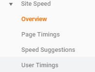 Google Analytics Site Speed Section