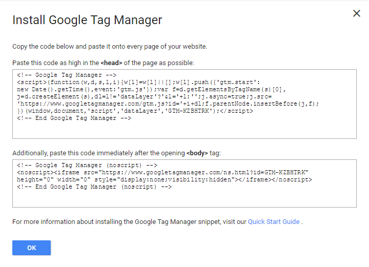 o kodikas egatastasis tou google tag manager
